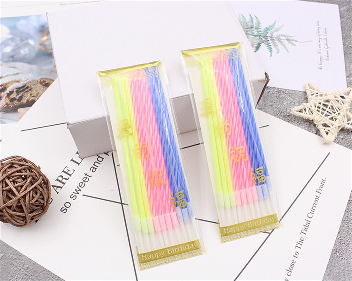 Long support spiral threaded candle,10pcs
