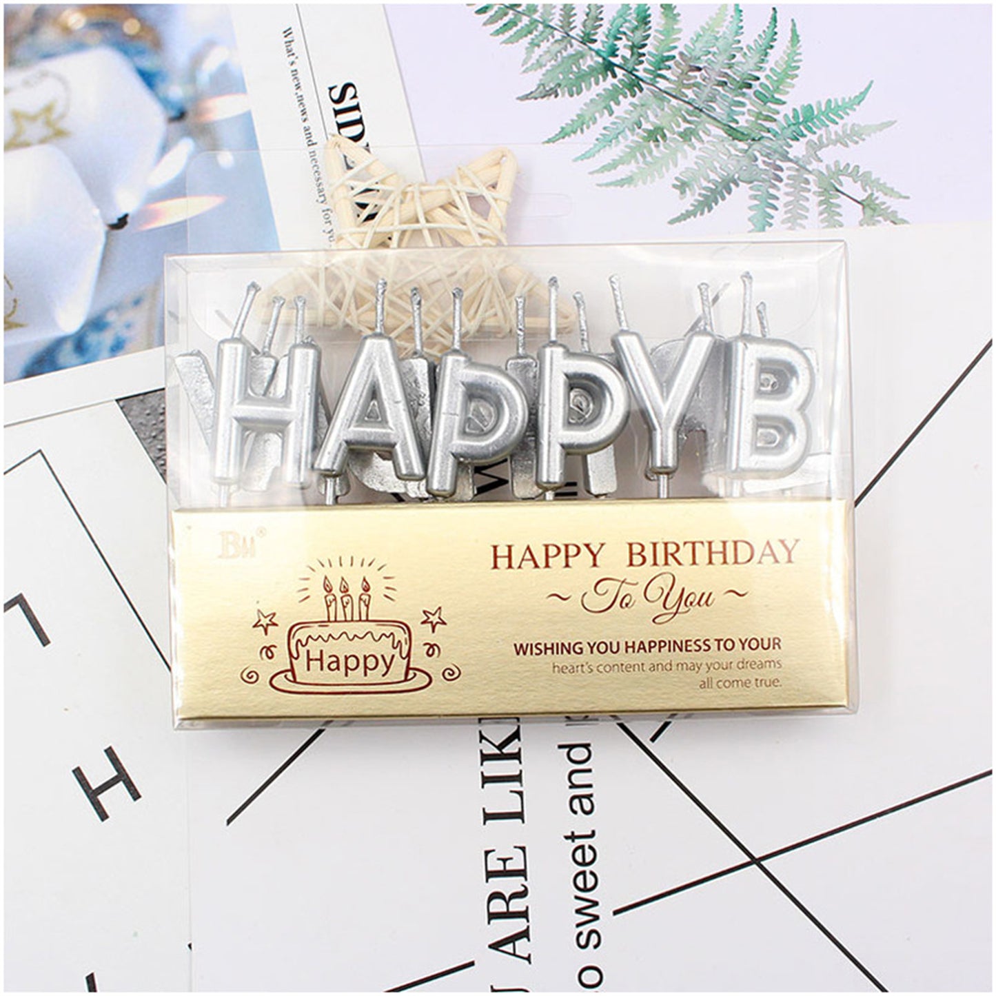 Gold-plated letter candle