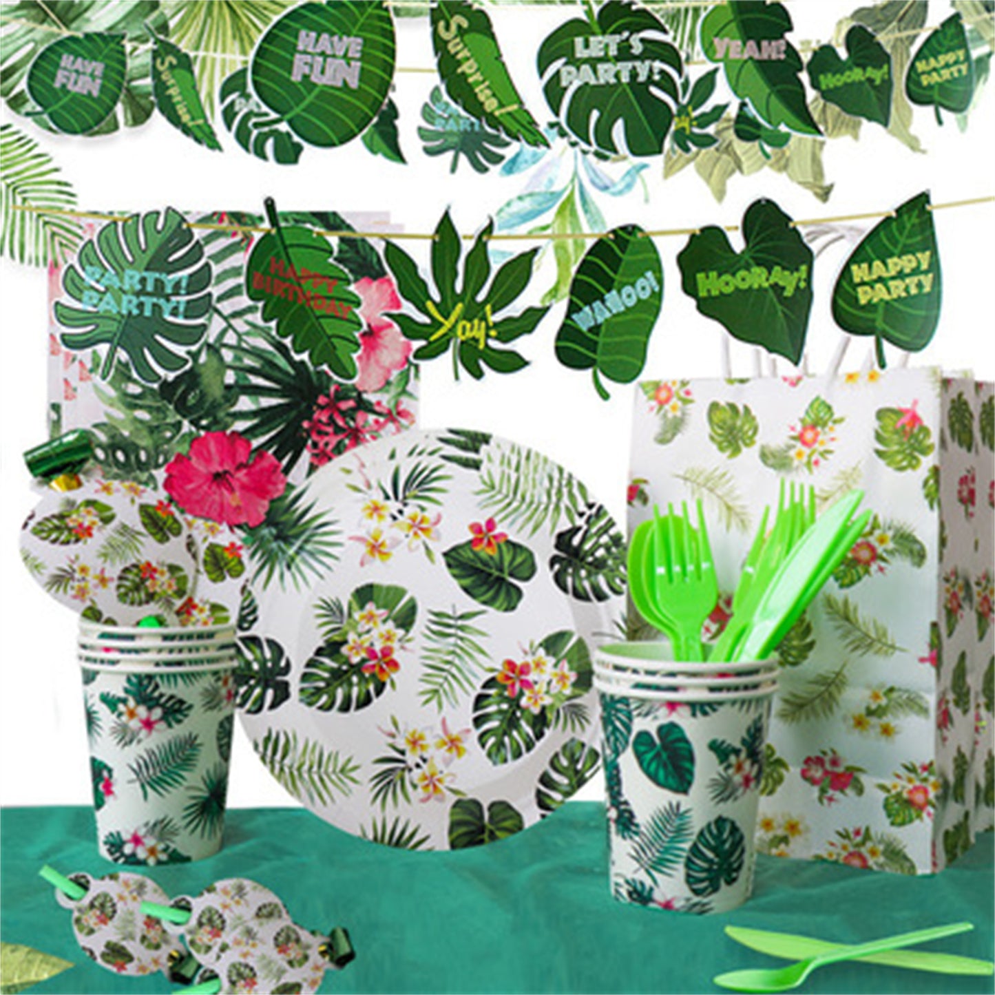 Leaf summer theme paper plate
