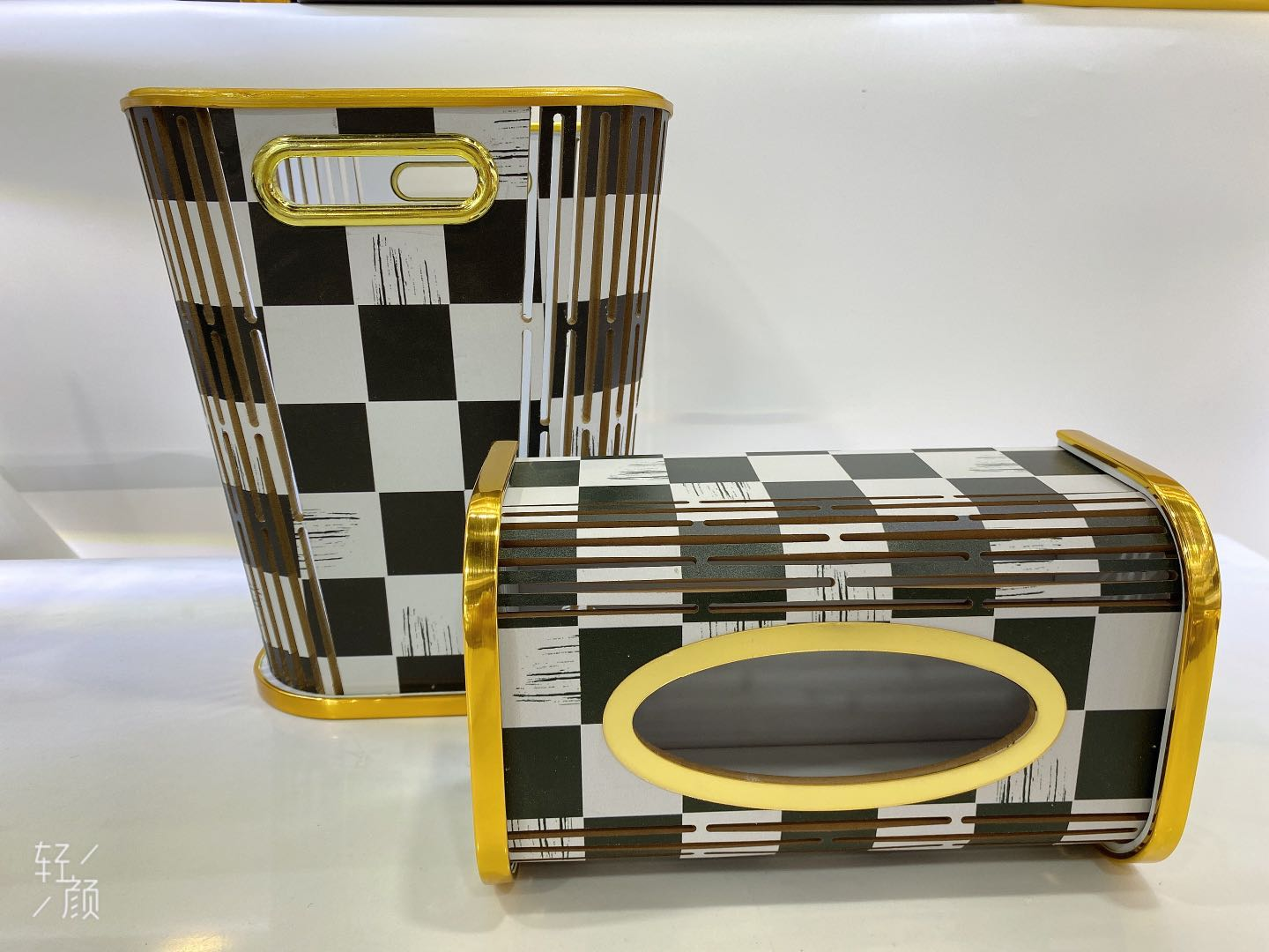 MDF material tissue box and trash can
