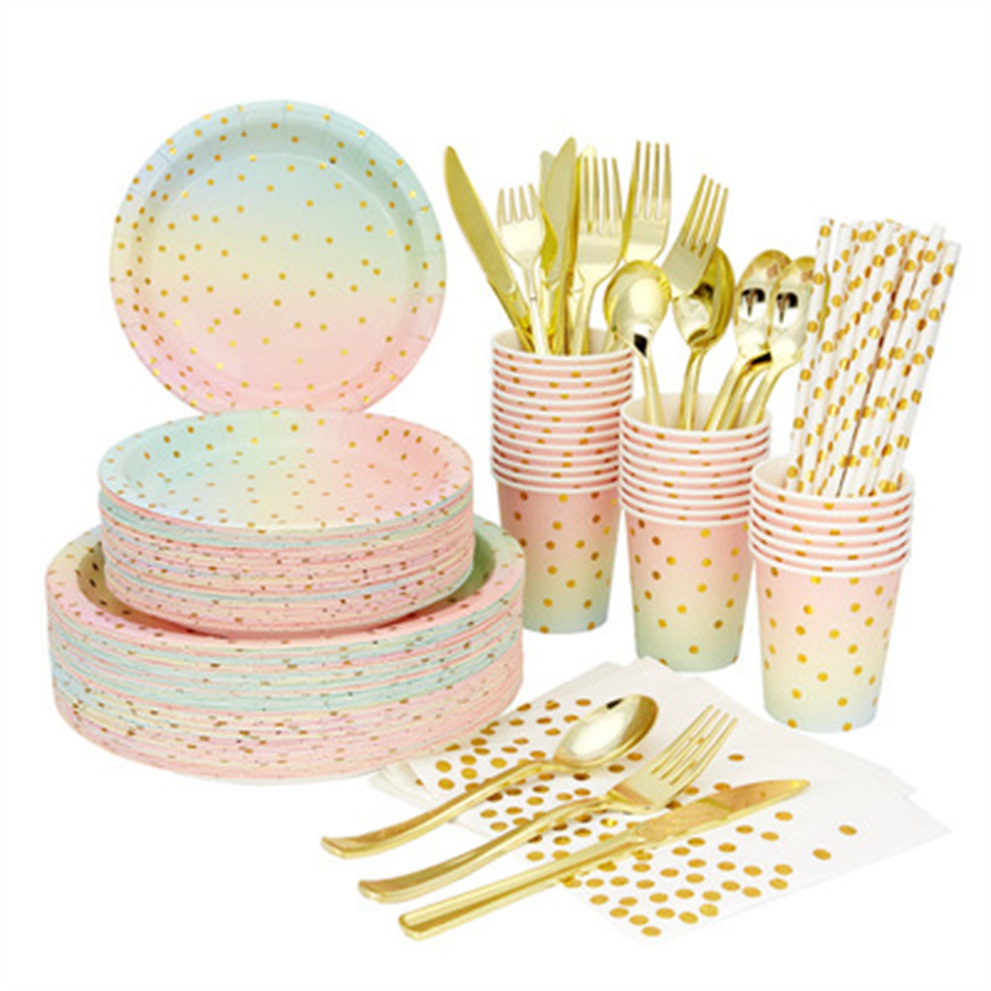 Gradual color spring fresh polka dot disposable paper tray