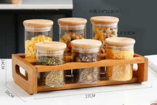 Glass and bamboo Storage tank 3 sets
