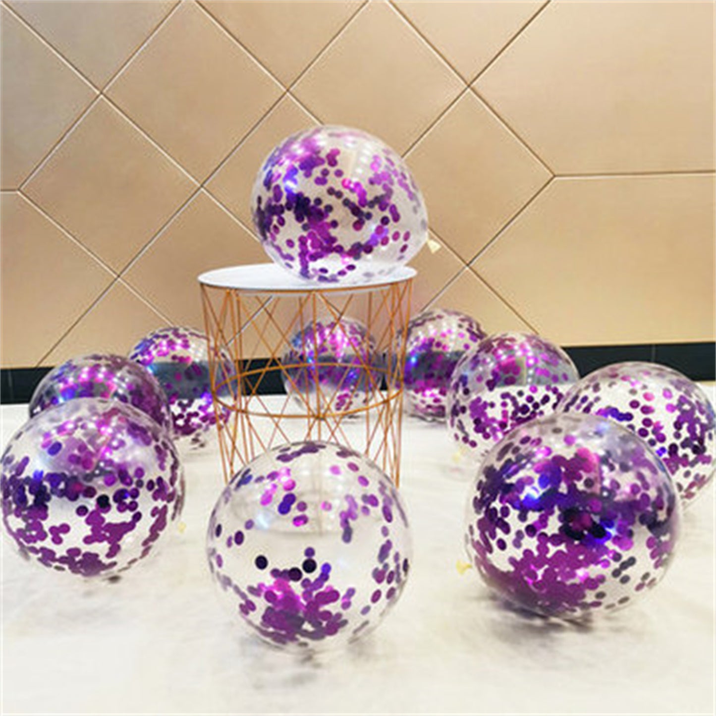 Transparent sequin multicolored confetti balloon