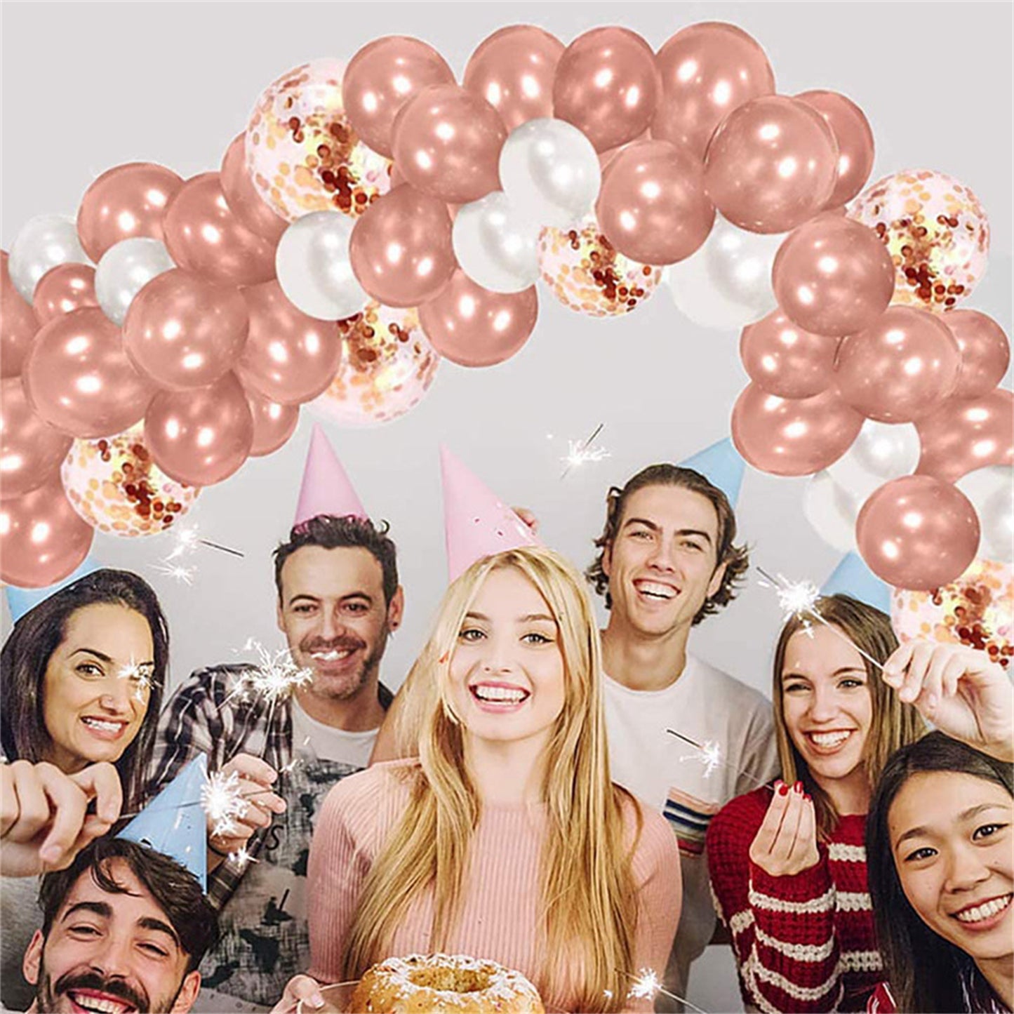 Rose gold balloon chain set