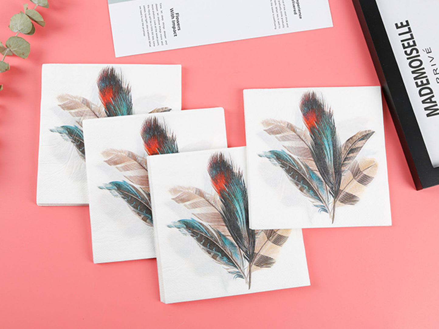 Feather printed paper towels