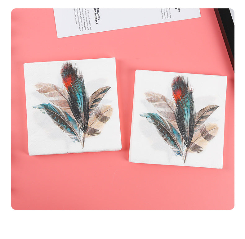 Feather printed paper towels