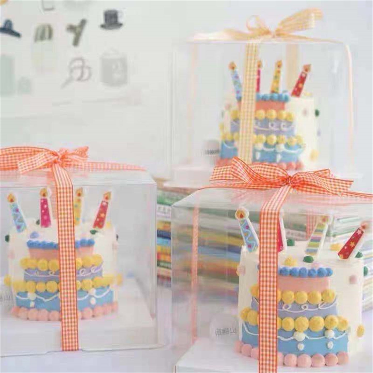 Retro colored print birthday candles, 5 coated colored candles