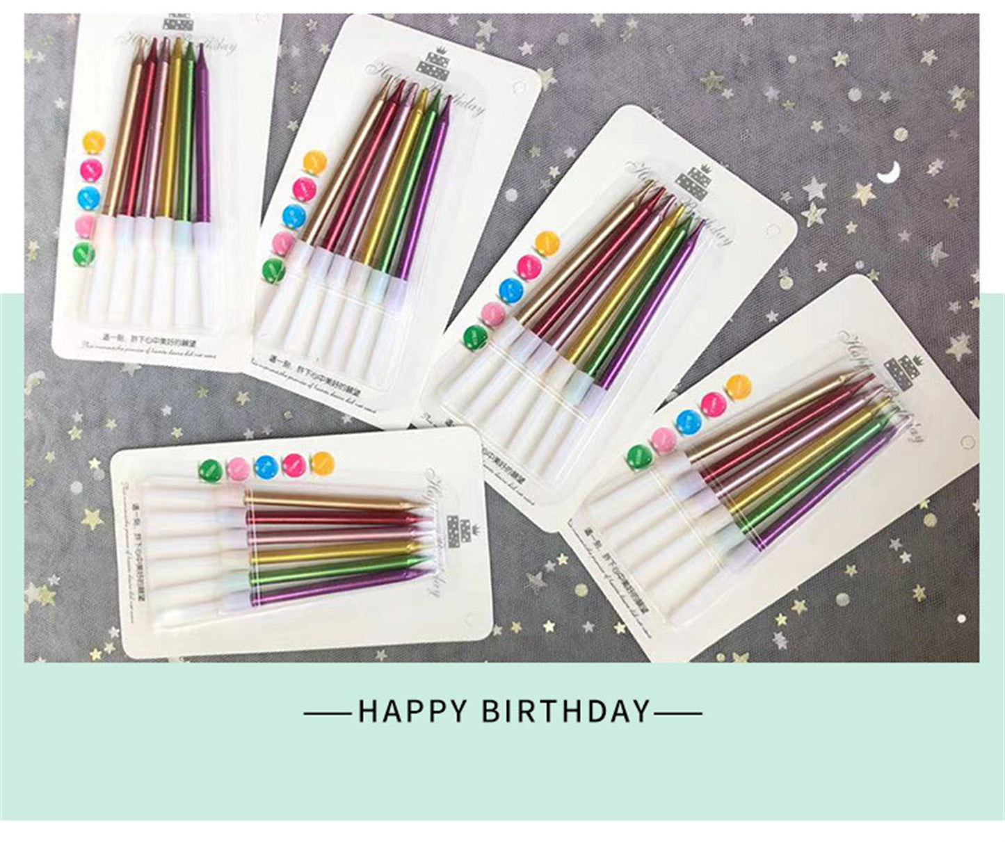 rainbow colored gilded pencil Candle 6pcs
