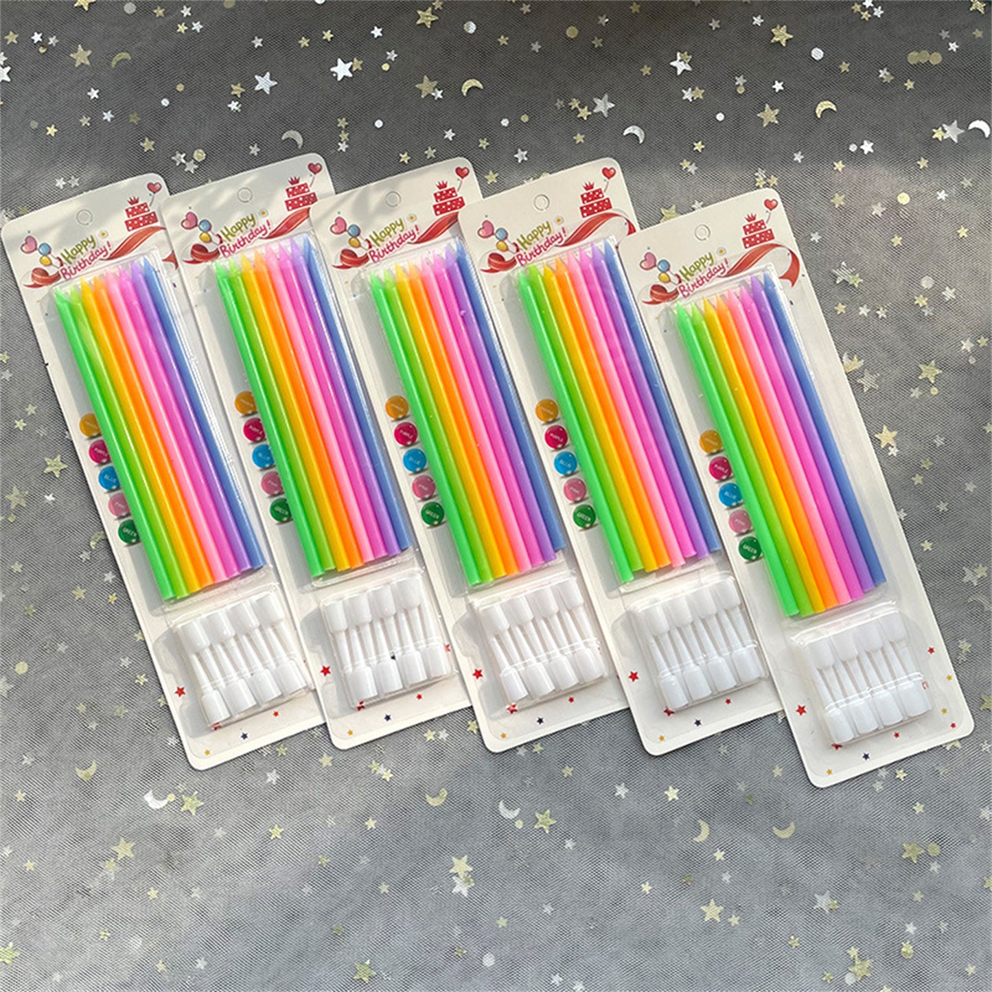 Long pole rainbow candle 8pcs