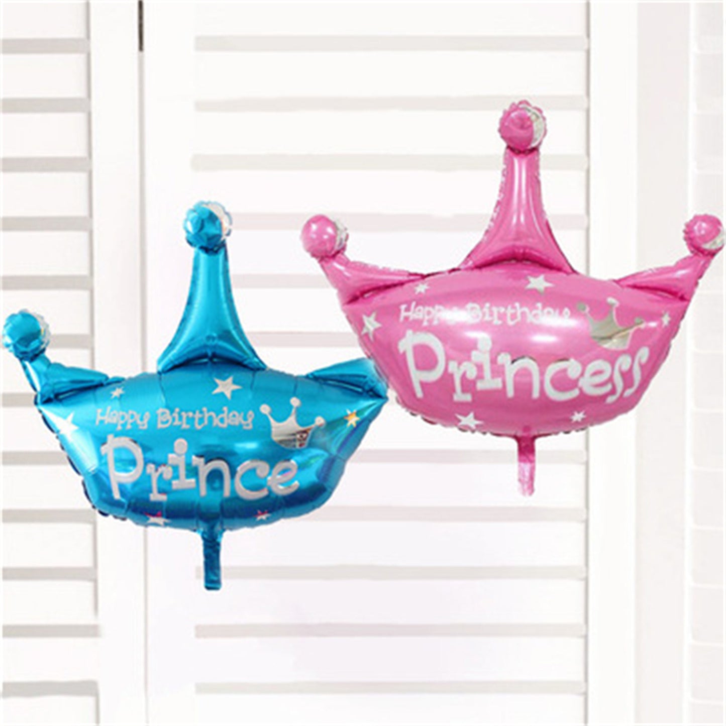 Large Crown foil balloon blue Prince pink