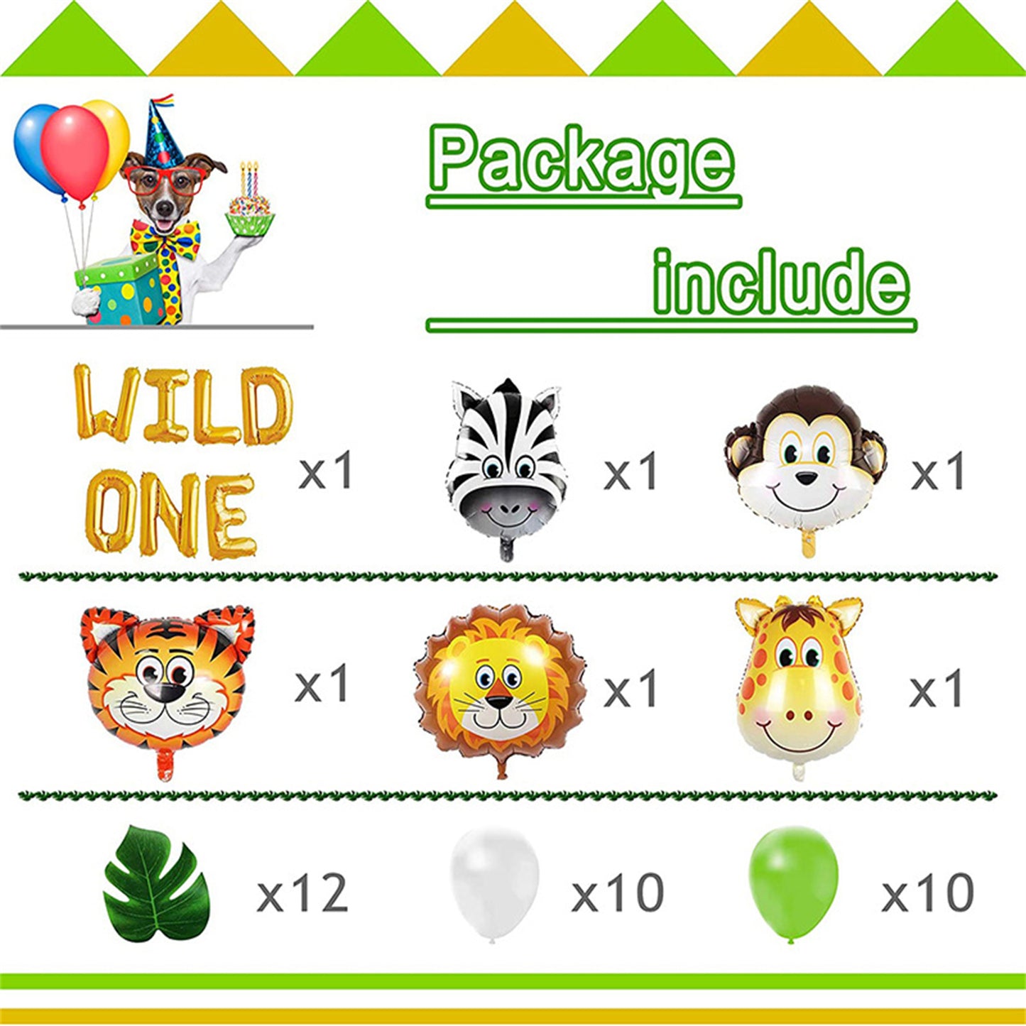 Imitation of golden letters wild one balloon set