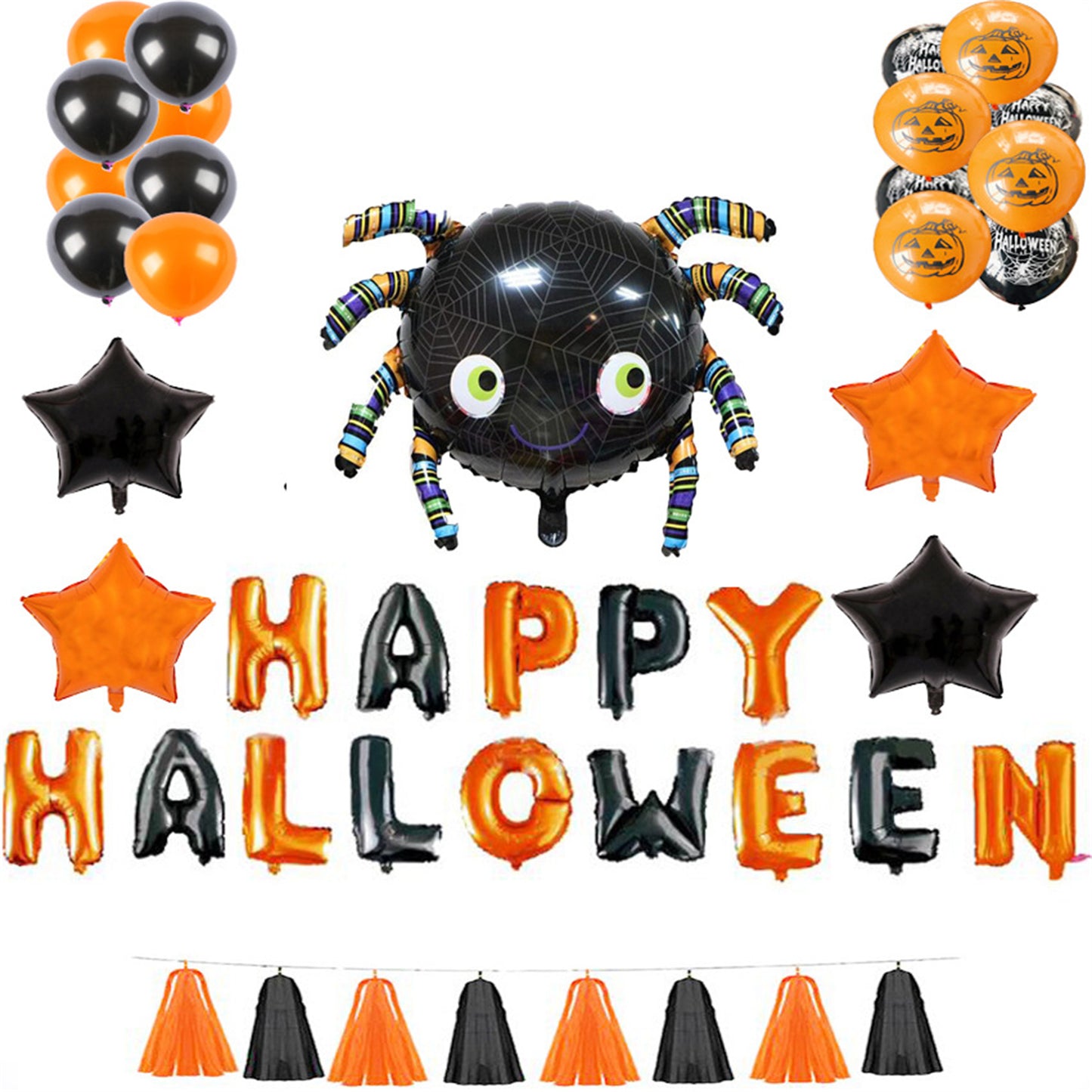 Halloween Bat Ghost Pumpkin Decorative Balloon Set