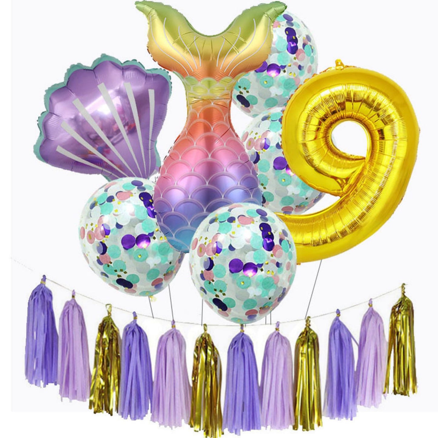 Latex digital balloon purple tassel set