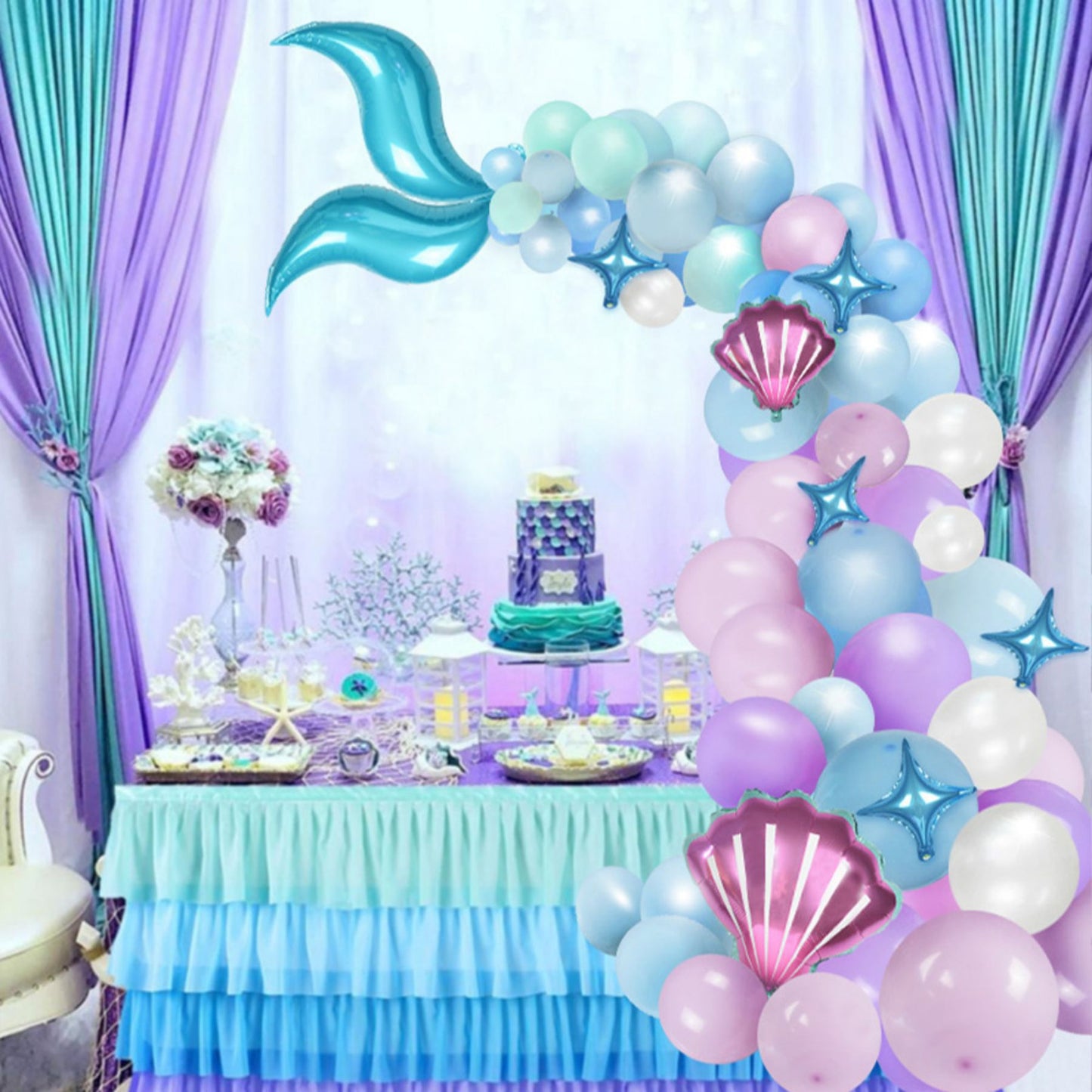 Mermaid tail balloon latex balloon birthday party decorative balloon