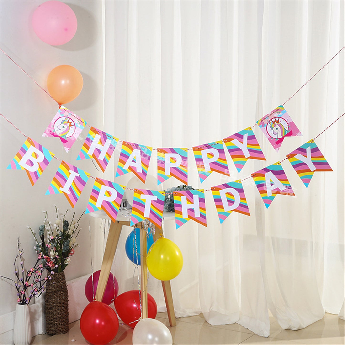 Flamingo Unicorio Birthday flag
