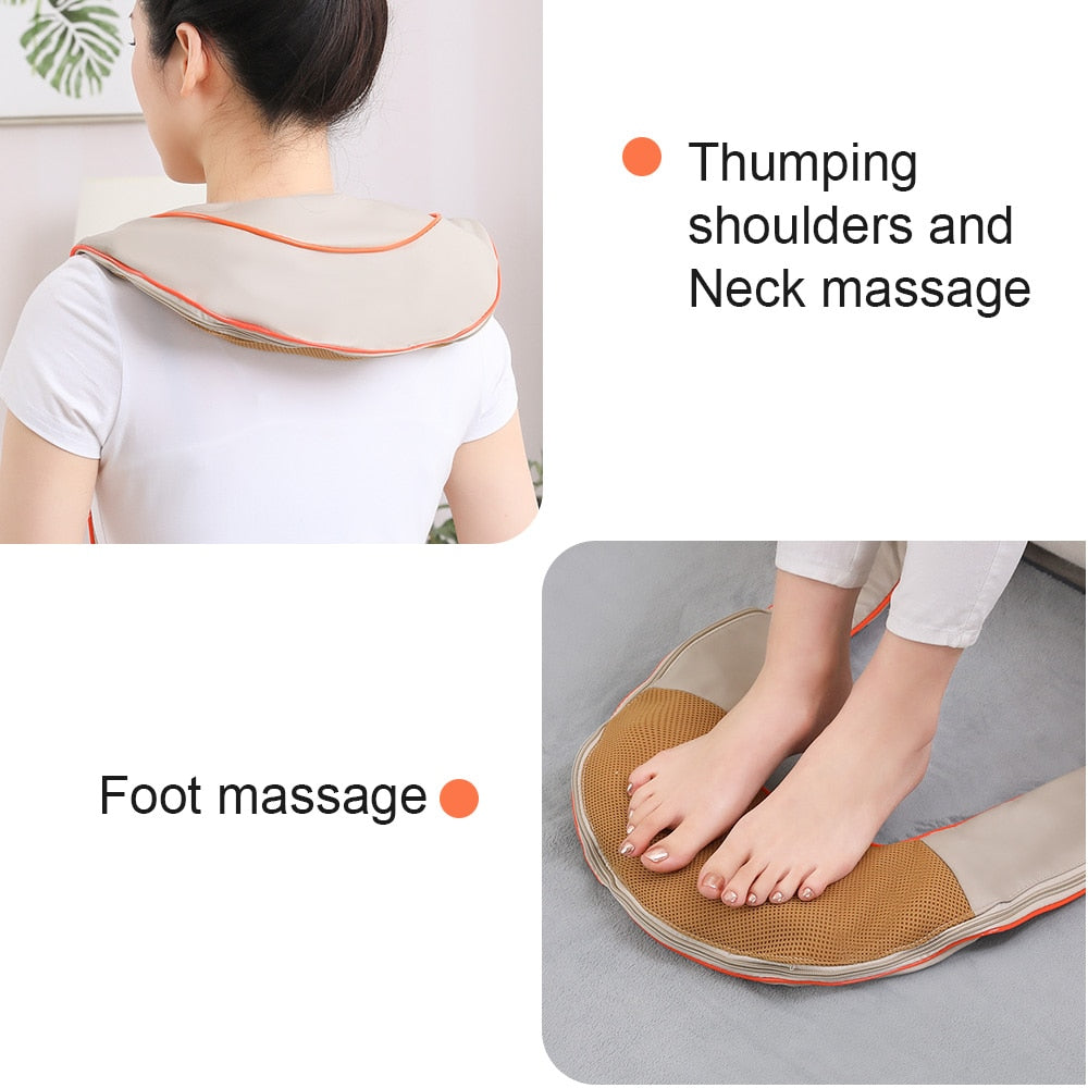 Electrical Massage Shiatsu Back Shoulder Body Neck Massager Multifunctional Shawl Infrared Heated Kneading Car/Home Massager