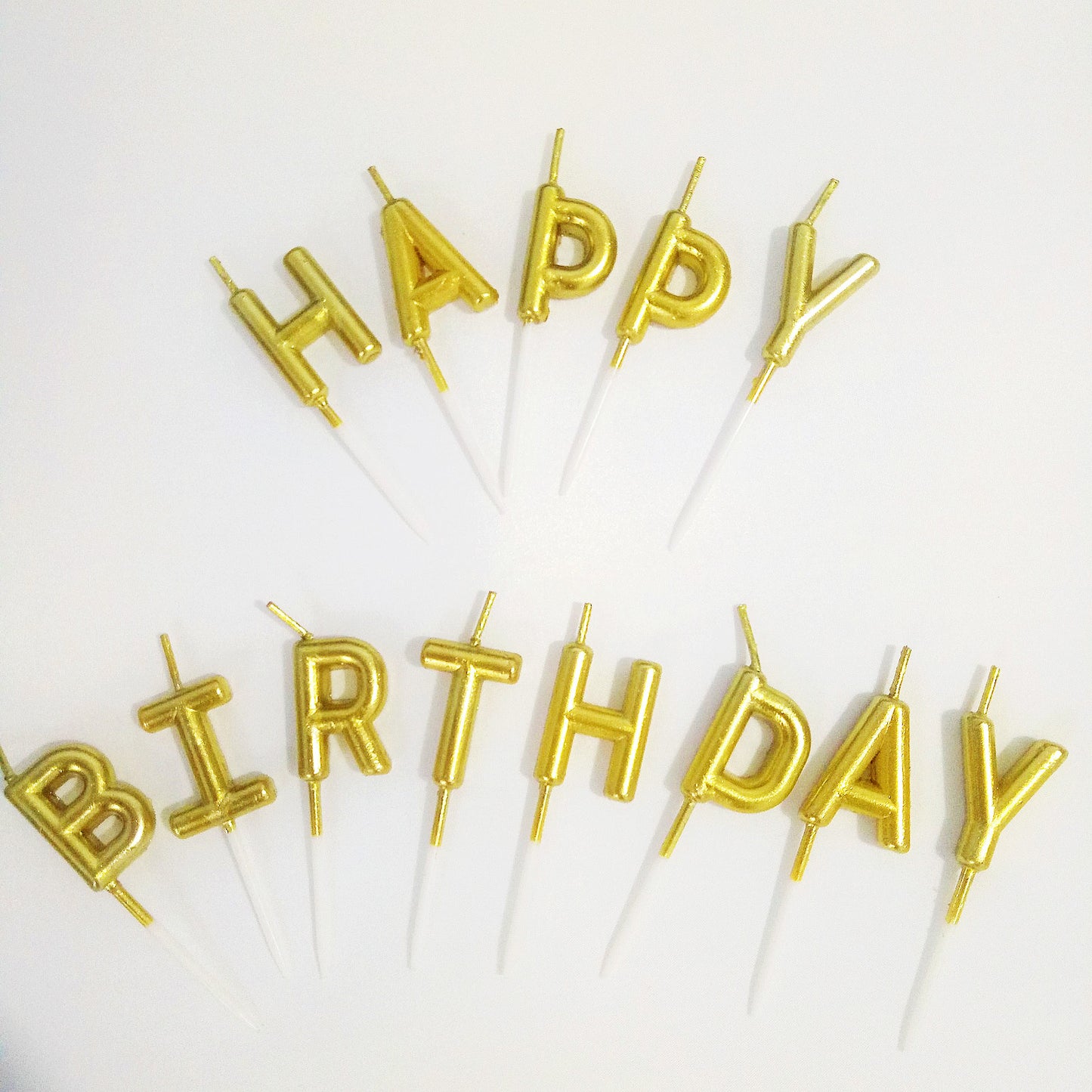 Gold-plated silver letter birthday candle happybirthday