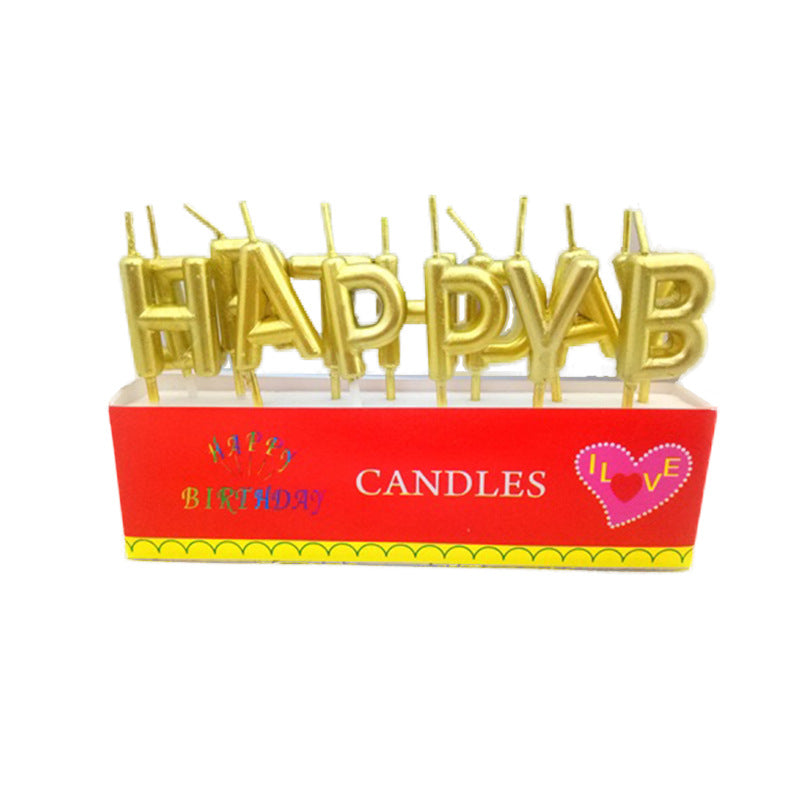 Gold-plated silver letter birthday candle happybirthday