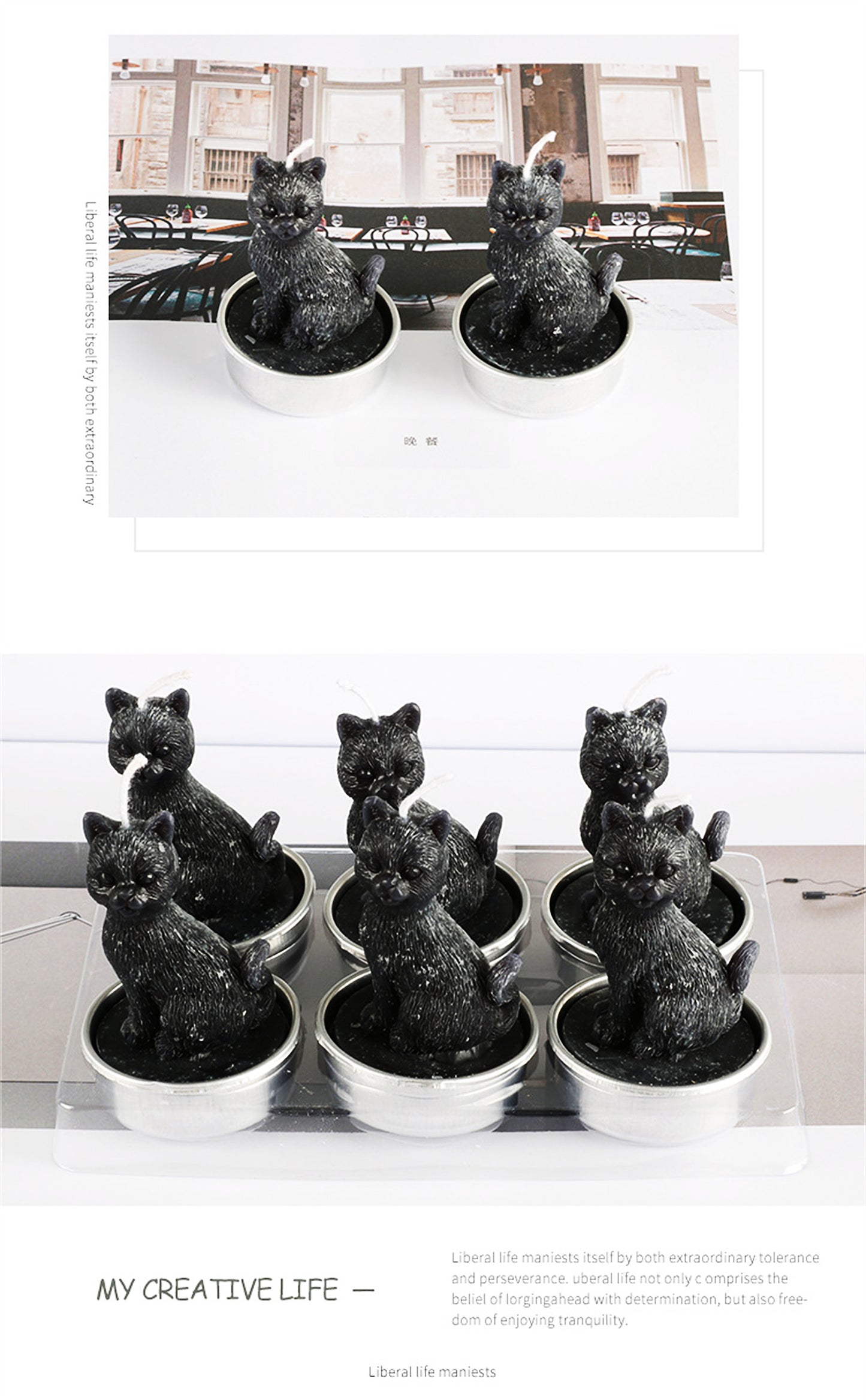 Halloween black cat candle