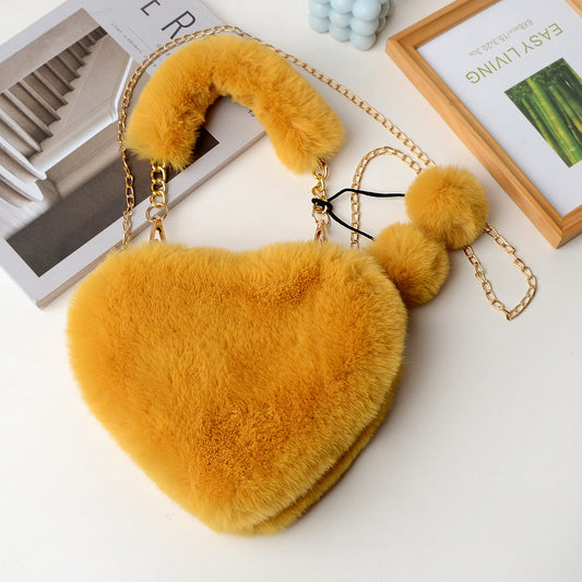 Plush Heart Shaped Handbag