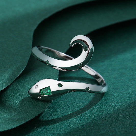 Green Zirconia Snake Shape Ring