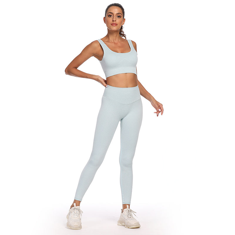 Women's Yoga Outfits 2 Piece High Waisted Leggings with Sports Bra Gym Clothes Sets