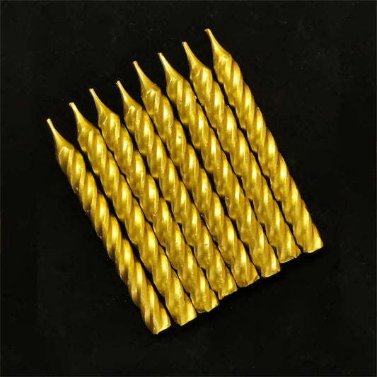 Gold-plated threaded candle 12pcs