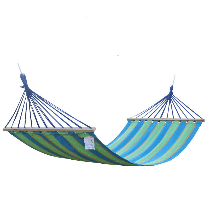 Single cotton canvas hammock with wooden stick camping supplies
