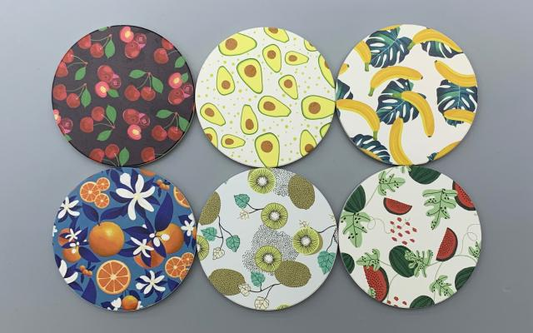 Patterned oval ceramic coaster