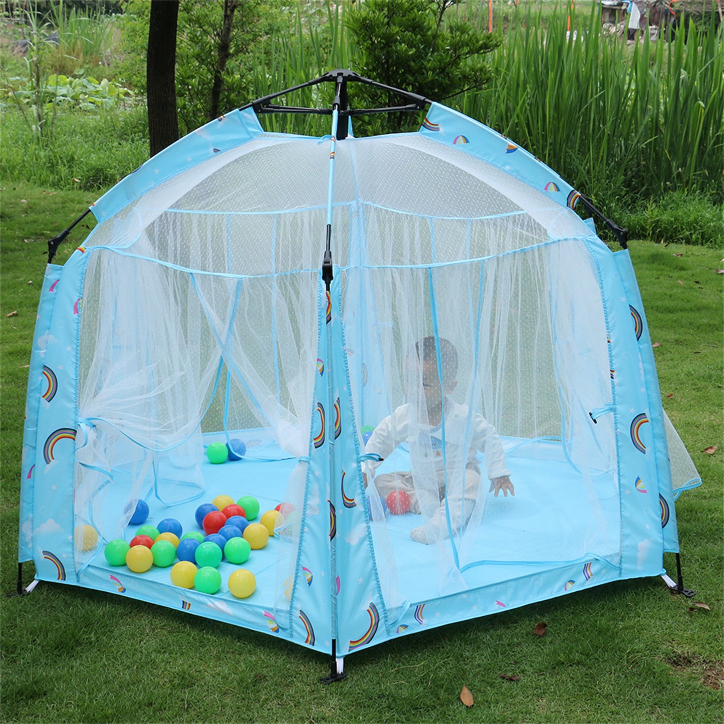 Single layer 2-3 person children's folding tent