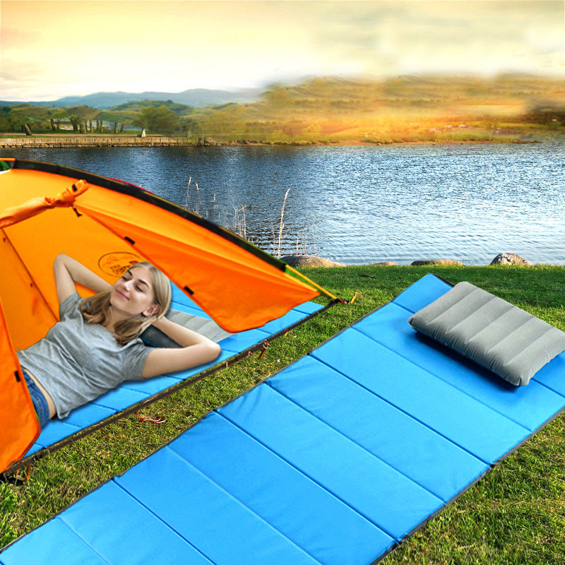 Outdoor folding moisture-proof mat, office camping rest mat, floor mat + inflatable pillow, thickness 1cm, weight 0.5kg