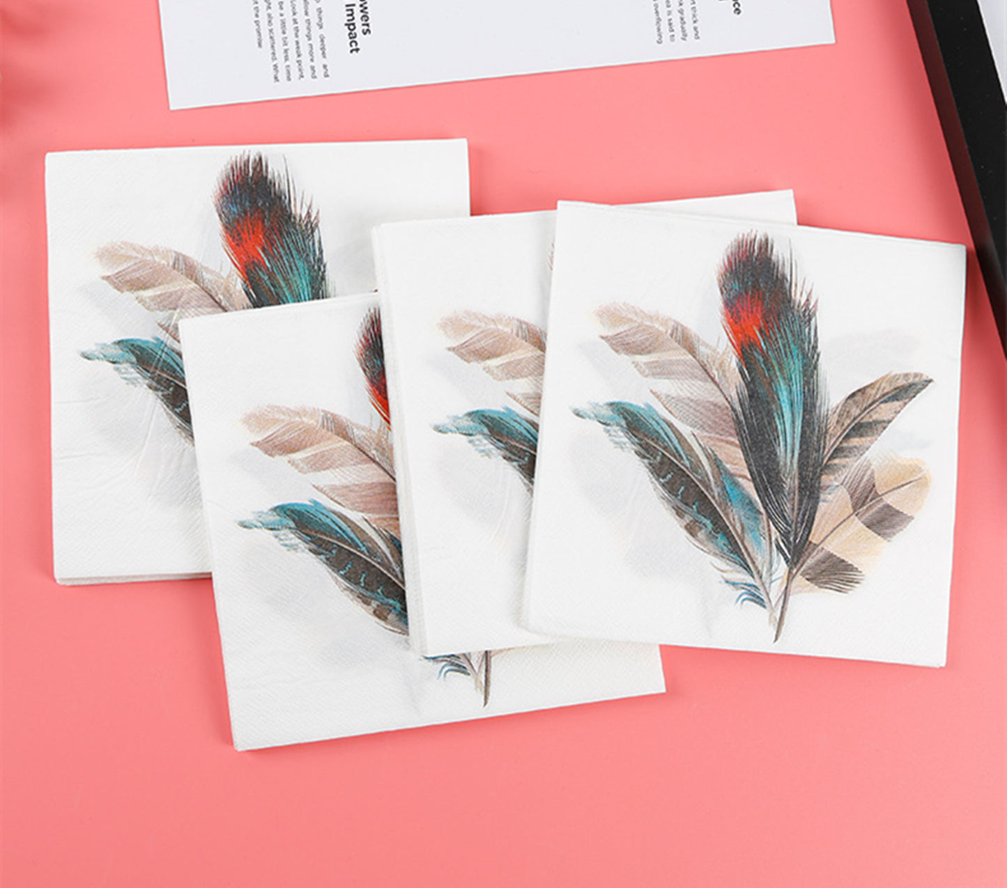 Feather printed paper towels