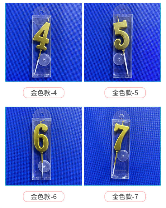 Gold-plated number birthday candle