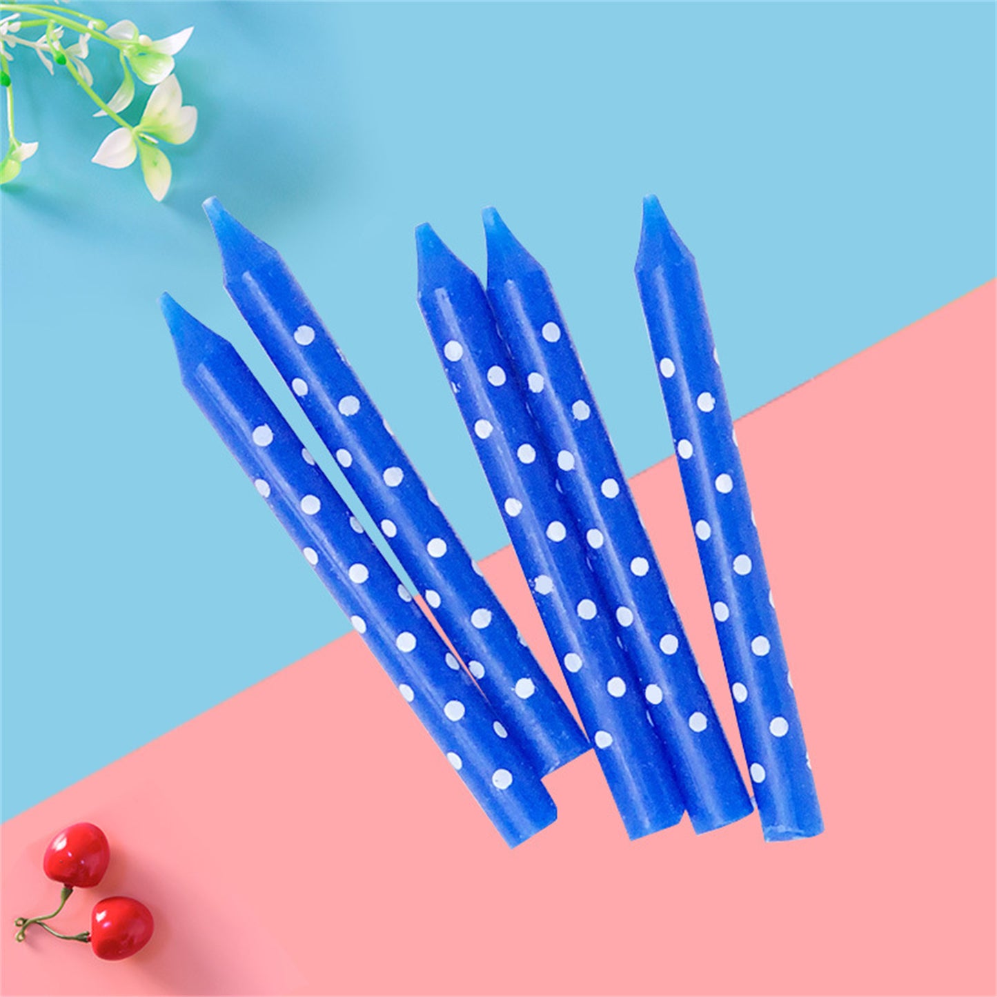 Polka dot candle creative dot pattern with bottom support , 6pcs