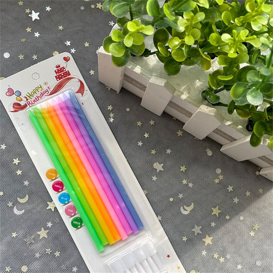 Long pole rainbow candle 8pcs