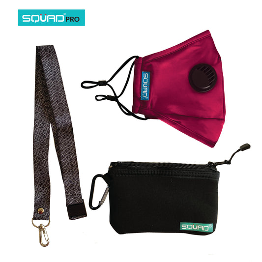 Reusable and Washable Masks. Comes with a Neoprene pouch, carabiner and lanyard for easy storage and mobility