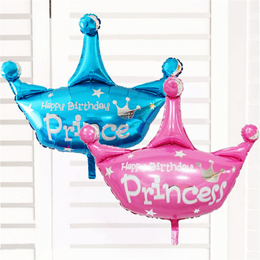 Large Crown foil balloon  blue Prince pink