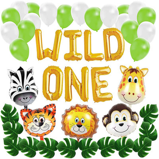 Imitation of golden letters wild one balloon set