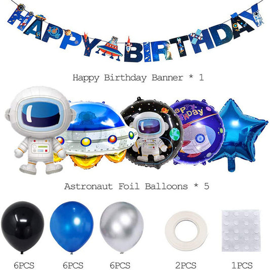 Space Astronaut Rocket Latex Aluminum Membrane Balloon Set