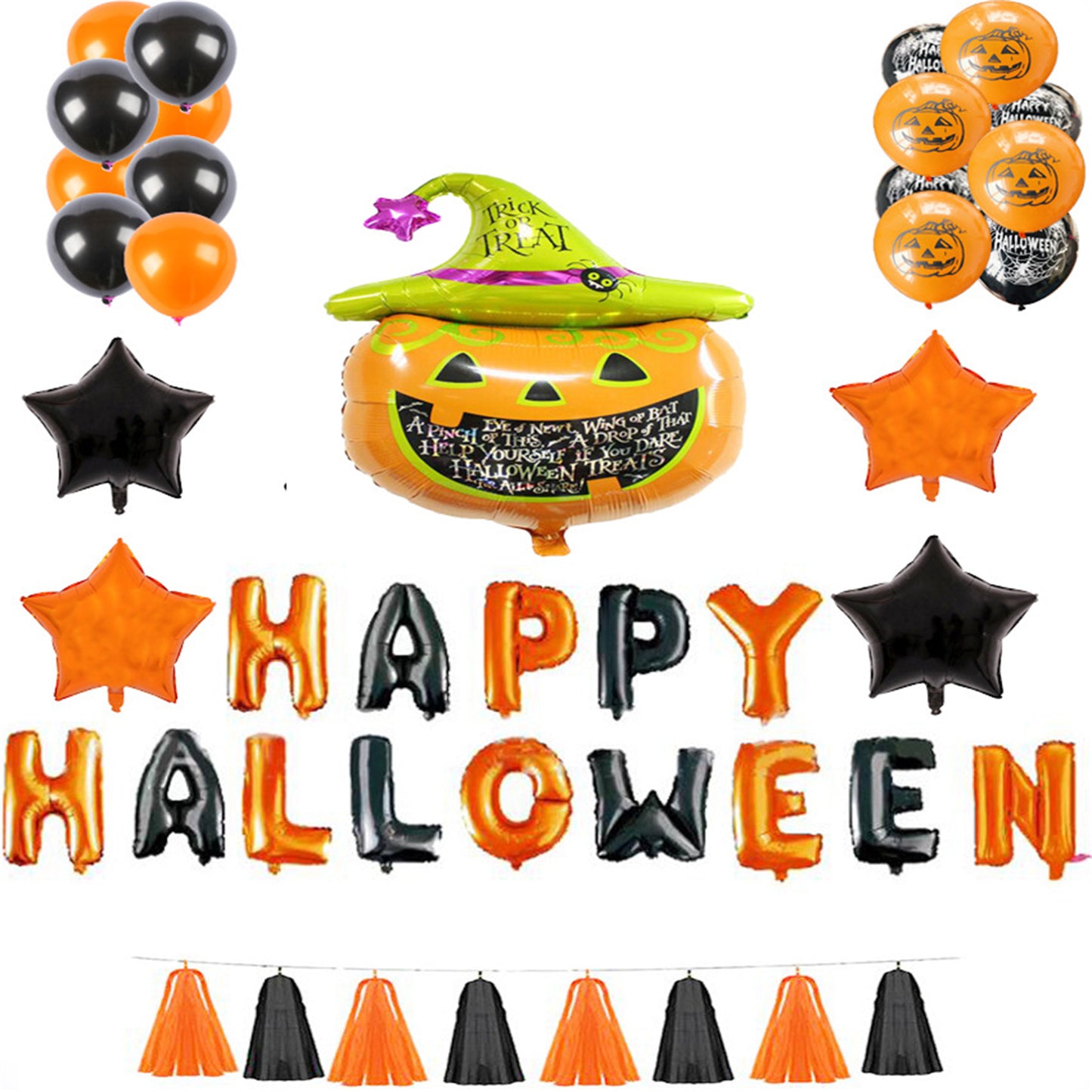 Halloween Bat Ghost Pumpkin Decorative Balloon Set