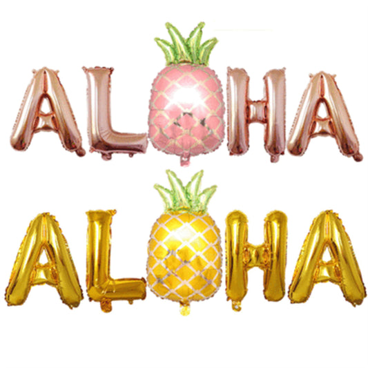 Hawaiian balloon pineapple decorative balloon set 16 inch ALOHA letter aluminum foil balloon rose gold balloon