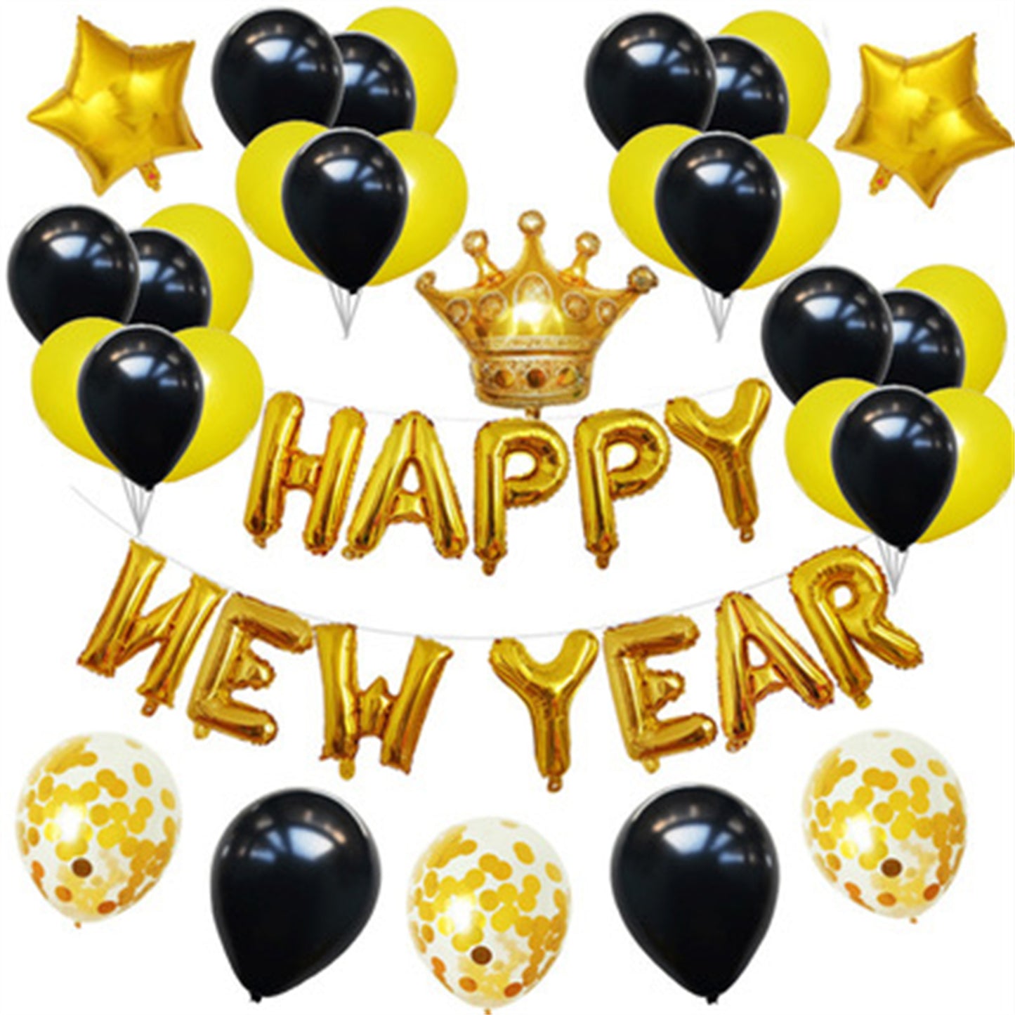 New Year celebration letters Happy New Year aluminum balloon set new year party decoration 16 inch balloon
