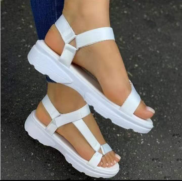 Women shoes double straps buttom sandals PVC lady outdoor women multi color