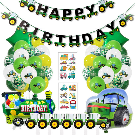 Tractor vehicle farm theme birthday party one year old balloon decoration set