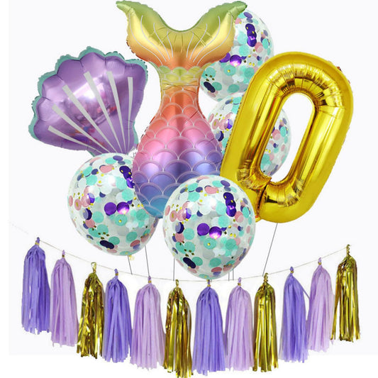 Latex digital balloon purple tassel set