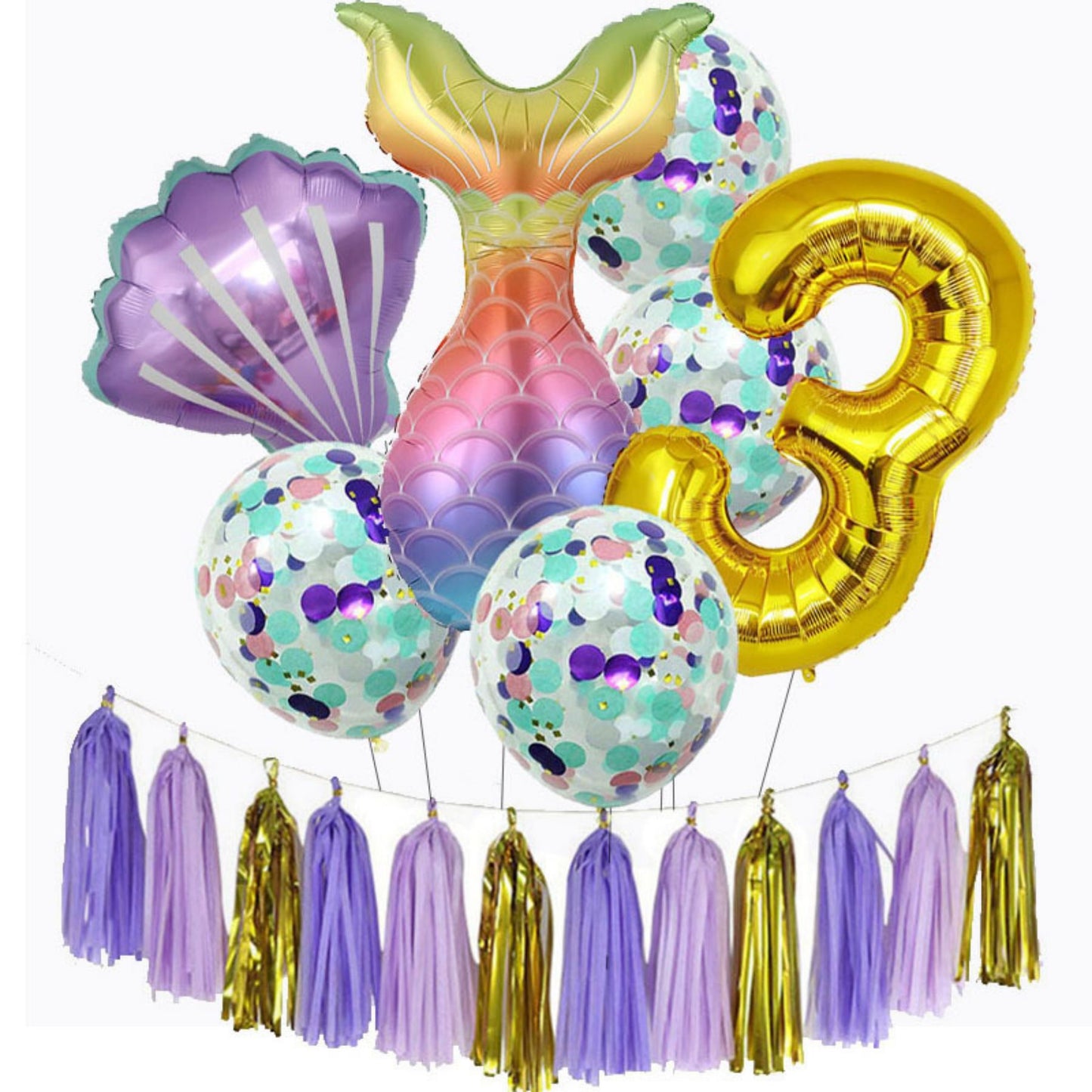 Latex digital balloon purple tassel set