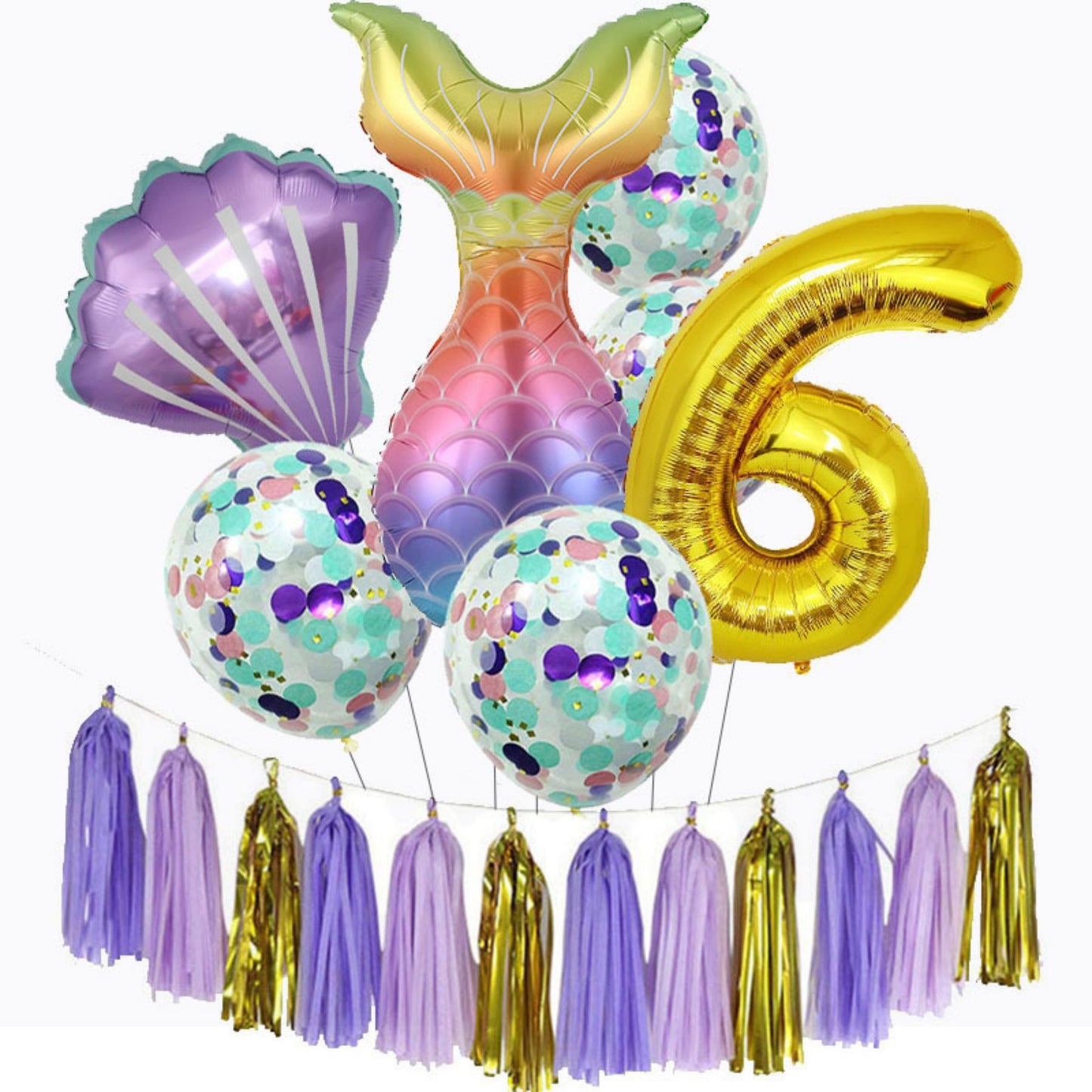 Latex digital balloon purple tassel set