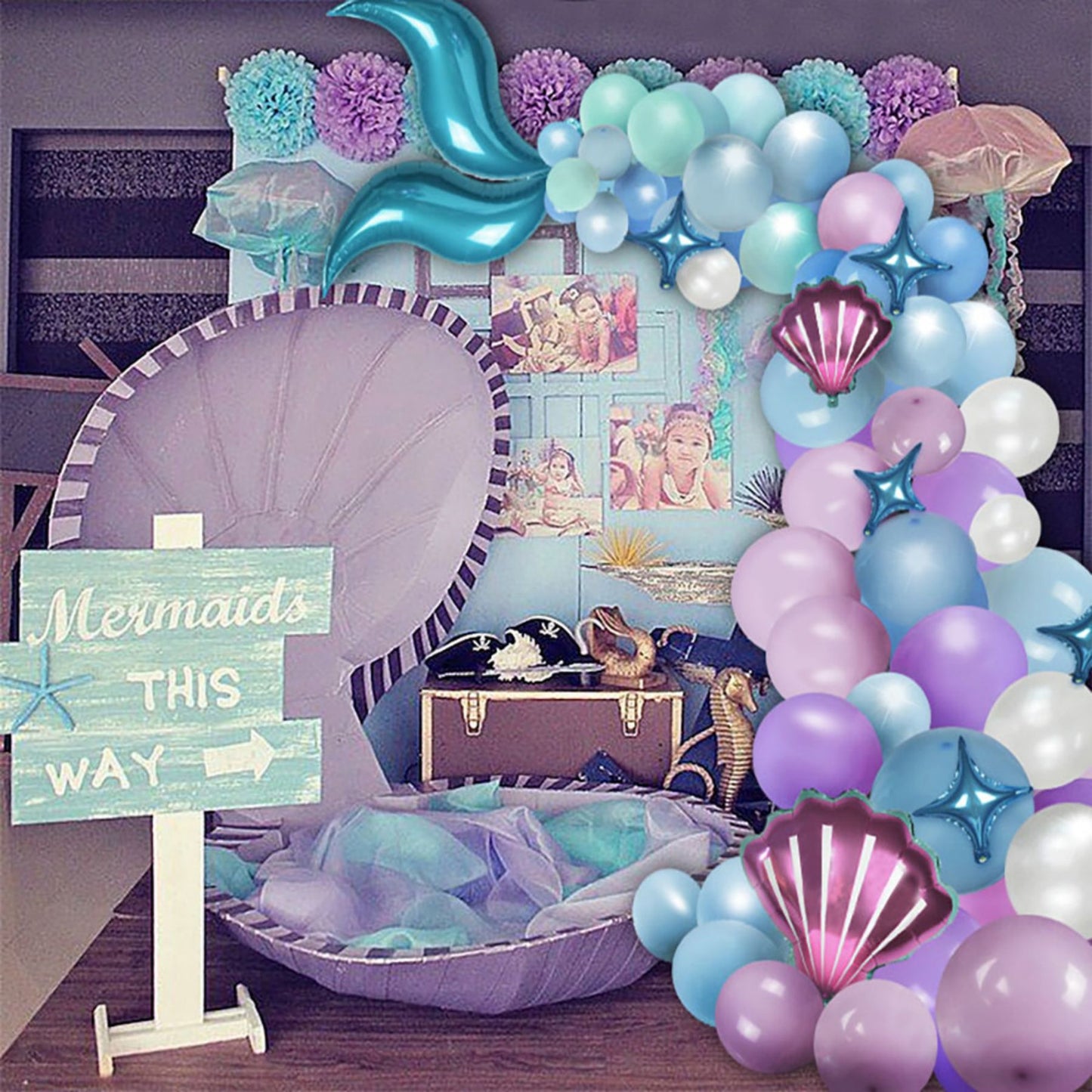 Mermaid tail balloon latex balloon birthday party decorative balloon