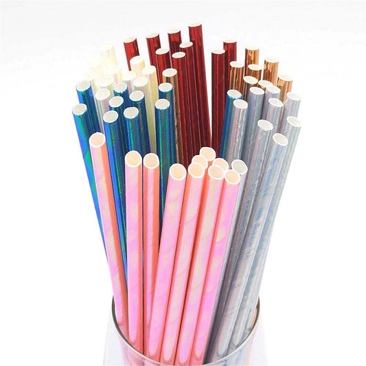 Hot stamping paper straw