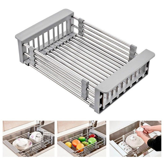 Rack Drain Basket Stainless Steel Telescopic Sink Dish Drainers